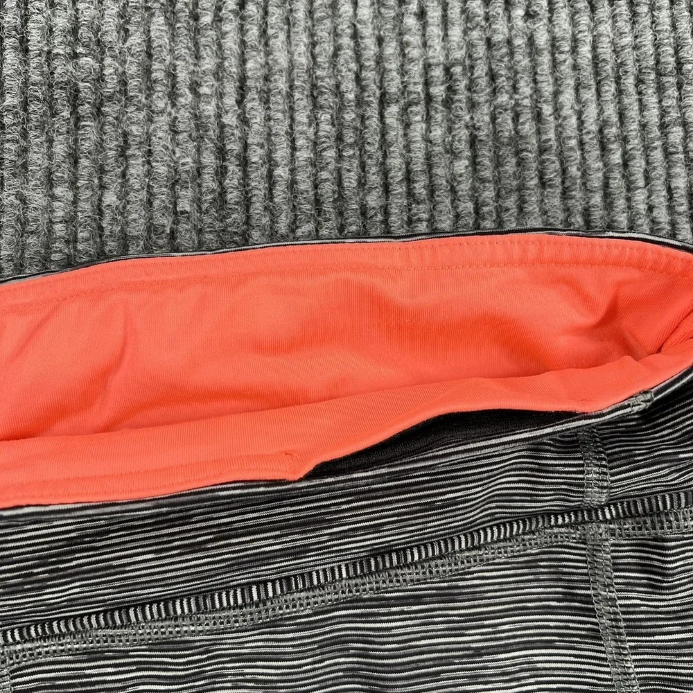 Lululemon Pants Womens 8 Gray Black Orange Speed Tight Leggings Striped Athletic - Picture 15 of 16